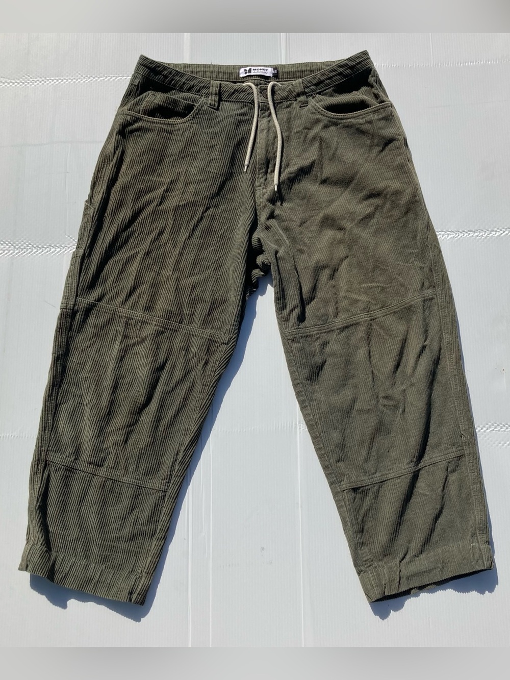 Monet Skateboards Clipper Pants Mens 32 (36) Green Corduroy Double Knee Cotton